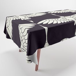 Japanese Crane Ornate Art Deco Black & White Pattern Tablecloth