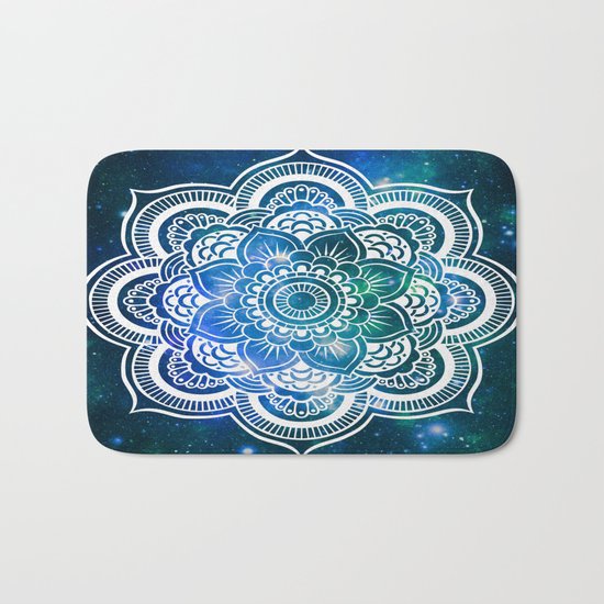 Mandala : Blue Green Galaxy Bath Mat