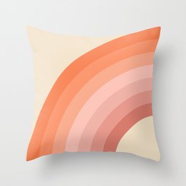 Pink and orange retro style rainbow Throw Pillow