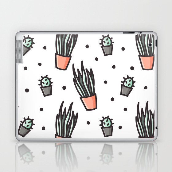 Sansevieria and cactus doodles Laptop & iPad Skin