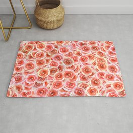 Watercolour Red Roses Geometric Floral Pattern, Floral Lover, Floral Design Rug