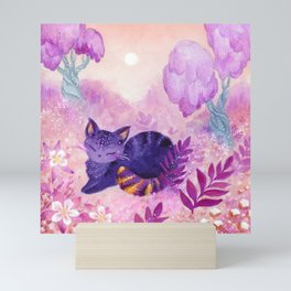 Lavender Cat in Wonderland Mini Art Print