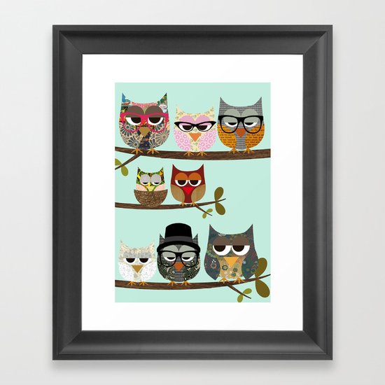 Nerd Owls - Me and my friends collage poster print Framed Art Print