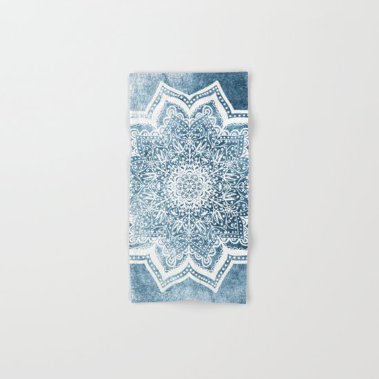 BLUEISH SEA FLOWER MANDALA Hand & Bath Towel