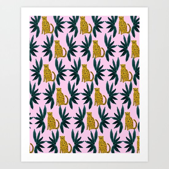 Cheetah and Leaves Art Print