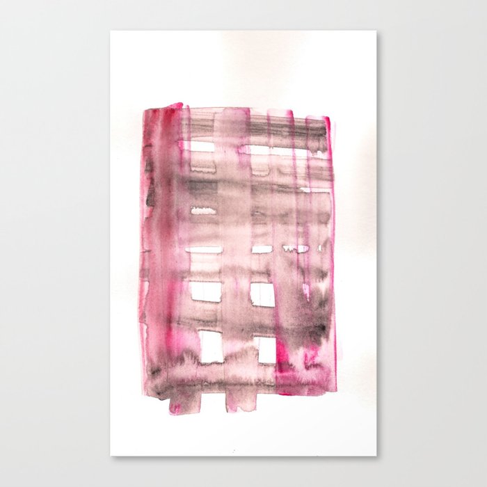 Abstract Watercolor Painting Valourine Original Design 141203 Abstract Block 58 Checker Pink Canvas Print