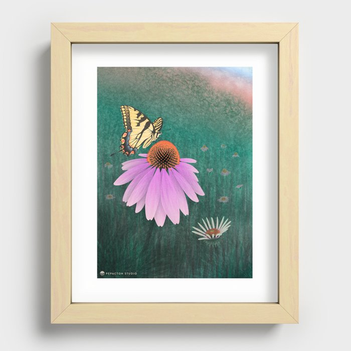 Pollinators: Swallowtail & Cone Flower Recessed Framed Print