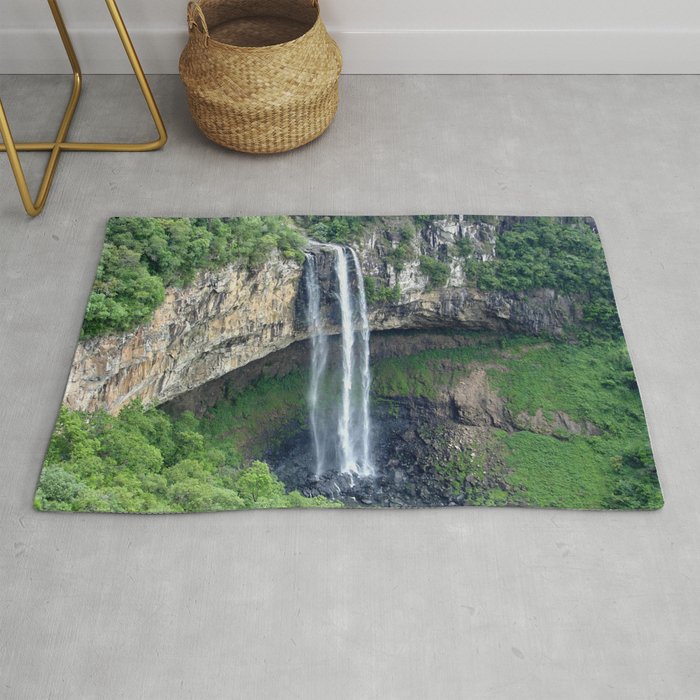 Brazil Photography - Beautiful Waterfall In The Middle Of The Jungle Rug