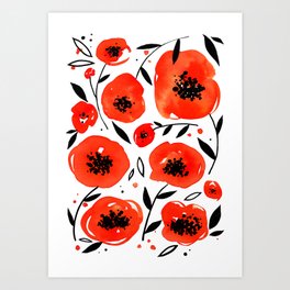 Poppy flower pattern Art Print