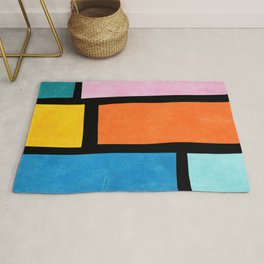 Colorful Black Background Stained Glass Art Rug