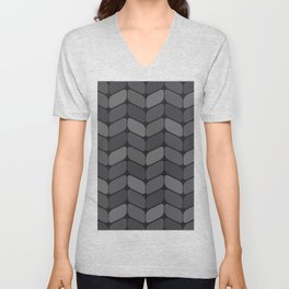 Vintage Diagonal Rectangles Black Dark Gray V Neck T Shirt