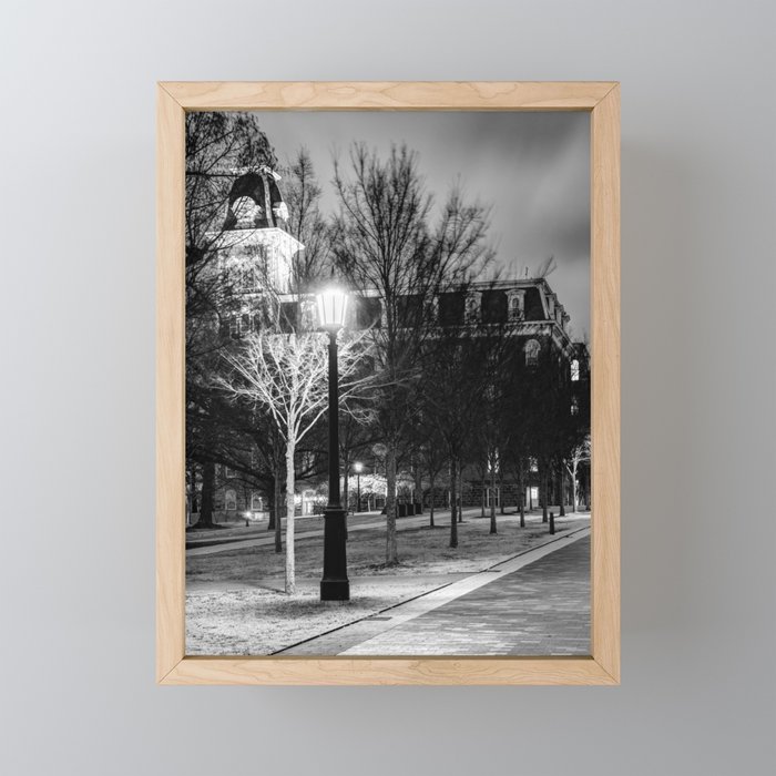 Twilight Path To A Fayetteville Arkansas Icon - Black And White Framed Mini Art Print