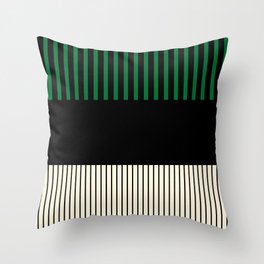 Colour Pop Stripes - Green, Cream and Black Throw Pillow