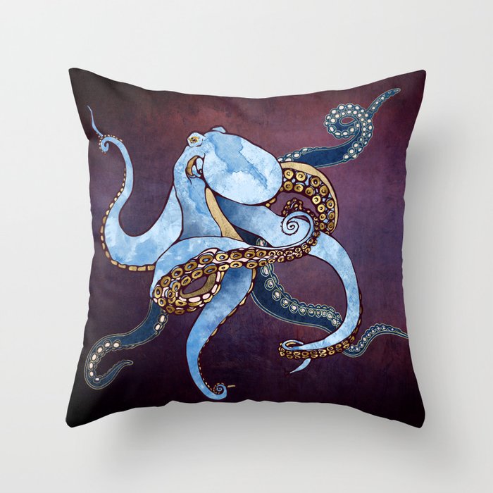 Metallic Octopus III Throw Pillow