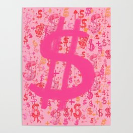 Pink Dollar Signs Poster