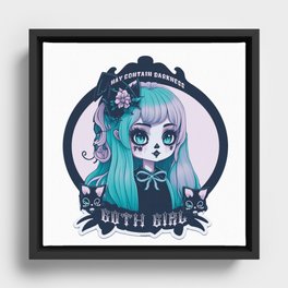 goth girl, *may contain darkness Framed Canvas