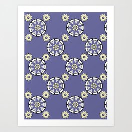 Purple Nine-Pointed Flower Pattern Art Print