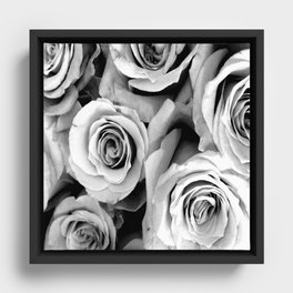 Black and White Roses Framed Canvas