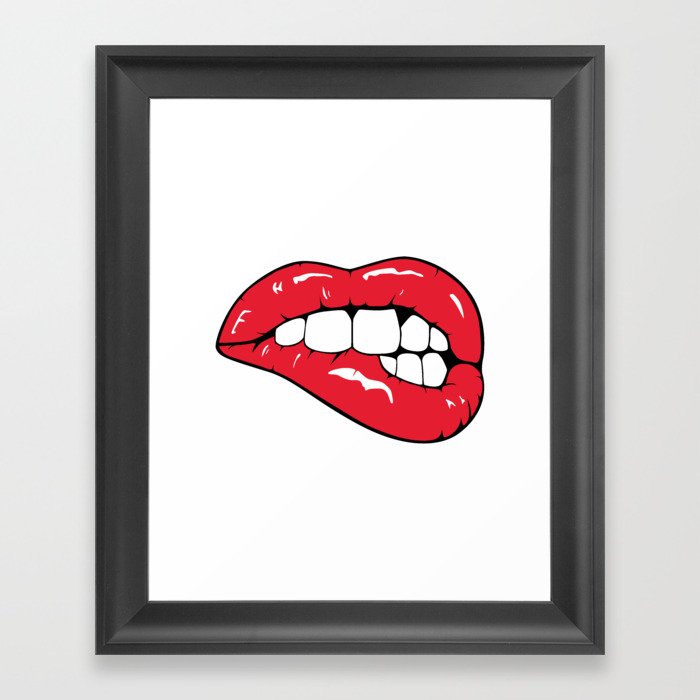 Red Lips Pop art Framed Art Print
