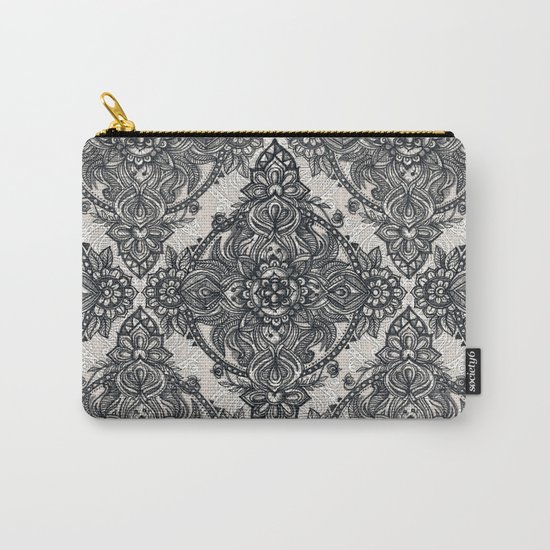 Charcoal Lace Pencil Doodle Carry-All Pouch