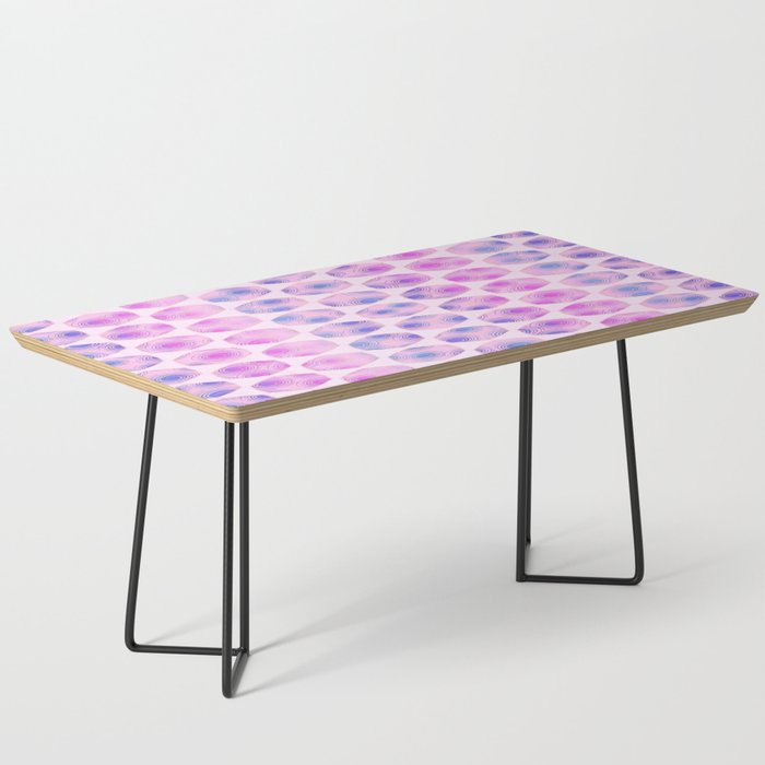 Modern Geometric Hexagons With Swirls Pink Blue Coffee Table