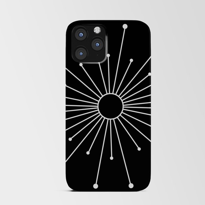 Mid Century Modern Simple Sputnik Starburst Black/White iPhone Card Case