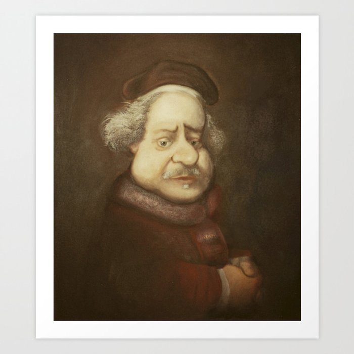 Cartoon self-portrait of Rembrandt Art Print