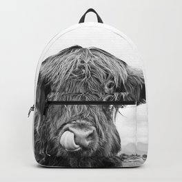 Cute Highland Cow Black & White #1 #wall #art #society6 Backpack