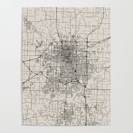 Springfield, Missouri - USA - Black and White Minimal City Map Poster