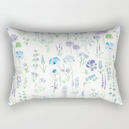 purple and blue spring garden pattern watercolor painting Rectangular Pillow