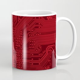 Red Geek Motherboard Circuit Pattern Coffee Mug