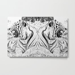 Tigers mirror Metal Print | Animal, Photo, Black and White, Nature 