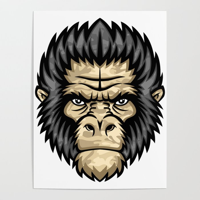 Ape Head Perfect For Paintball Mascot In A Military Style Poster