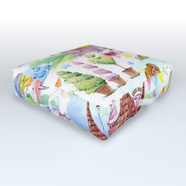 Princess with Unicorns and Dragons Outdoor Floor Cushion | Princesses, Little, Girly, Unicorns, Rainbow, Castles, Children, Girls, Pink, Graphicdesign 