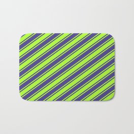 [ Thumbnail: Light Green & Dark Slate Blue Colored Lines Pattern Bath Mat ]