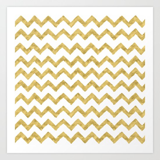 Chevron Gold And White Art Print
