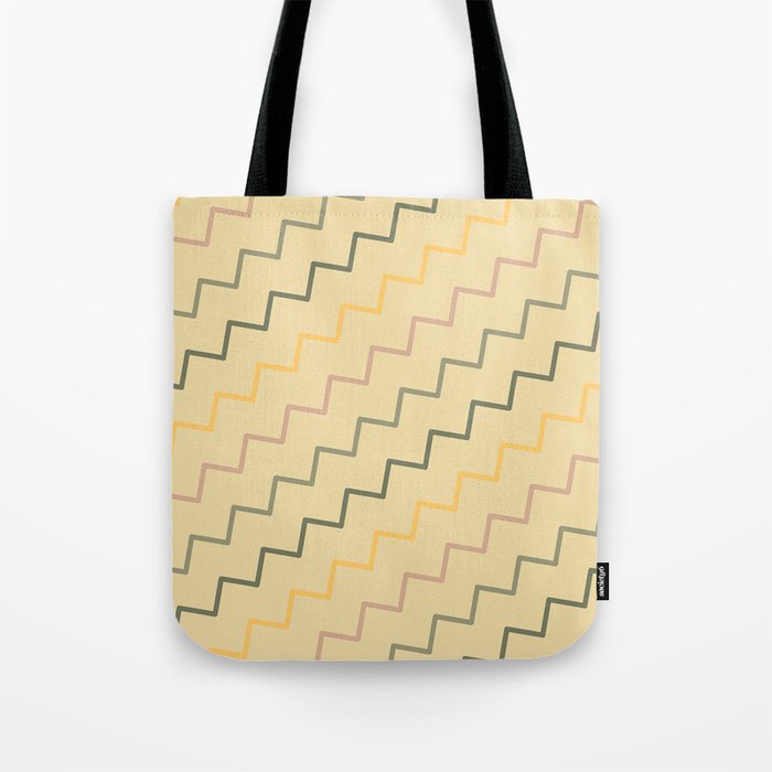 Modern Cream Zigzag Chevron Geometric Abstract Pattern Tote Bag