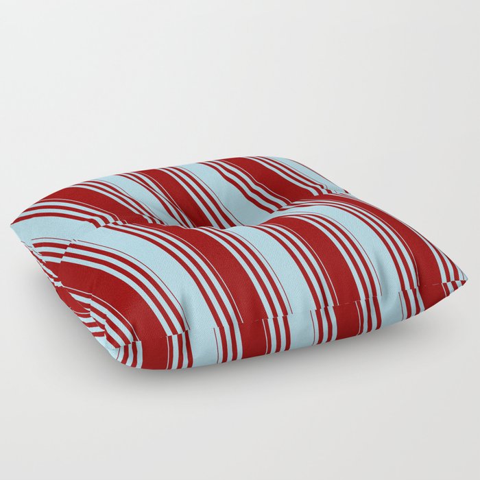 Dark Red & Light Blue Colored Striped Pattern Floor Pillow
