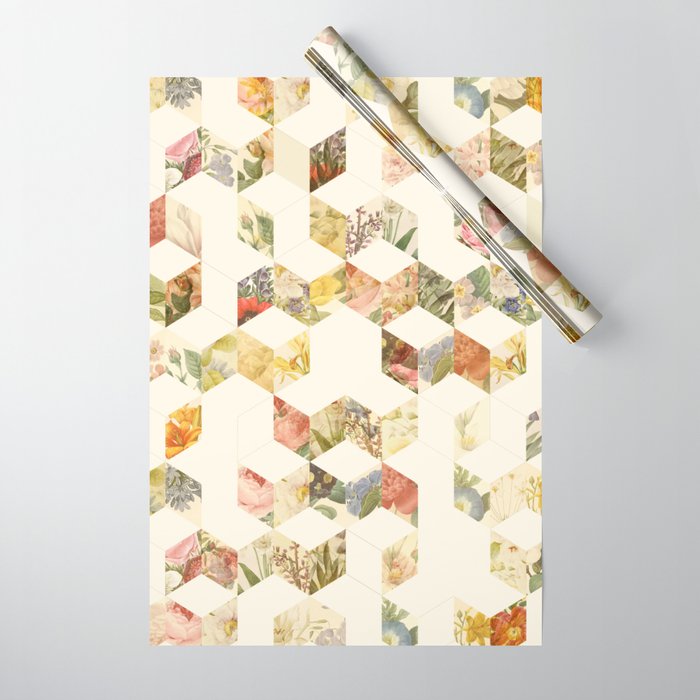 Keziah - Flowers Wrapping Paper | Graphic-design, Pattern, Nature, Graphic-design, Pattern, Vintage, Flowers, Flower, Vintage, Pattern