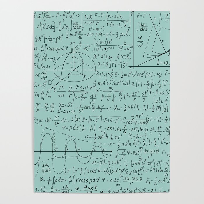 Math Equation Print On Blue Background Pattern Poster by Art Like Wow |  Society6