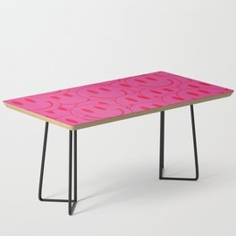 All Smiles -Large Pink and Red Smiley Face Mania - Preppy Aesthetic Coffee Table