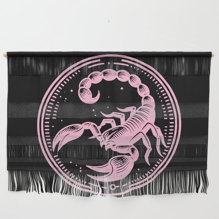 Pink & Black Scorpio Scorpion Zodiac Symbol Wall Hanging