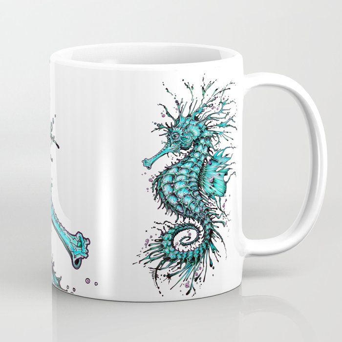 Cyan Seahorse Coffee Mug