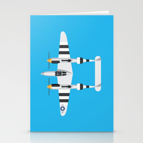 P-38 Lightning WWII Fighter Aircraft - Silver Stationery Cards