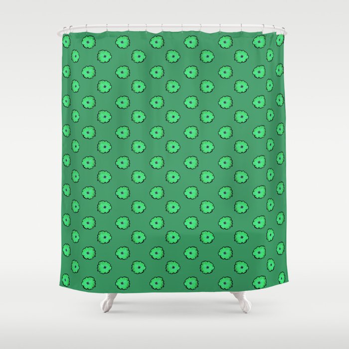 Green flowers on green Shower Curtain