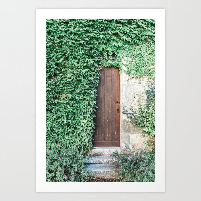 French Chateau Secret Garden | Castle door covered in Green Ivy in France | Travel Photography | Wit Photography-5.jpg Art Print