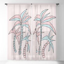 Retro Summer Palm Trees #1 #minimal #decor #art #society6 Sheer Curtain
