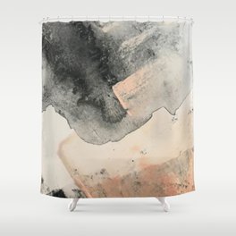 Peace and Quiet [2]: a pretty, minimal abstract piece in gray and peach by Alyssa Hamilton Art Shower Curtain
