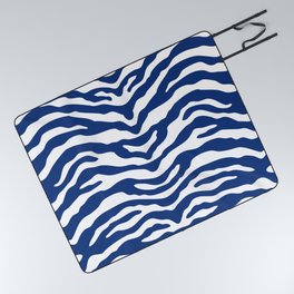 Zebra Wild Animal Print Blue Picnic Blanket
