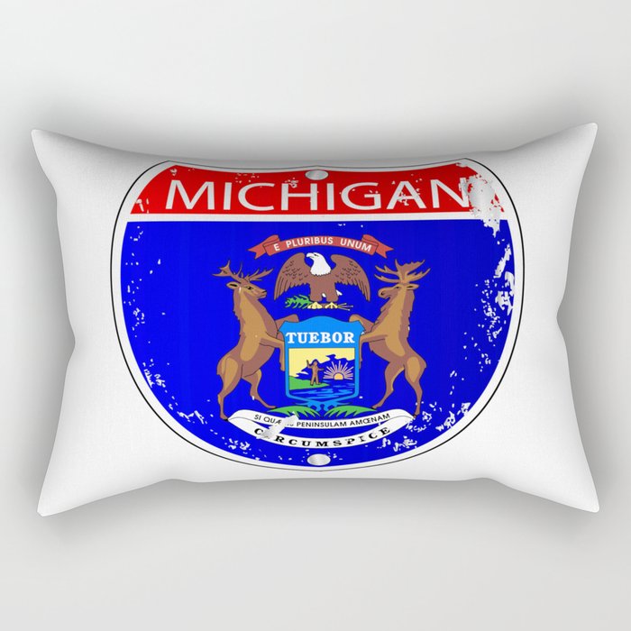 Michigan Flag Icons As Interstate Sign Rectangular Pillow